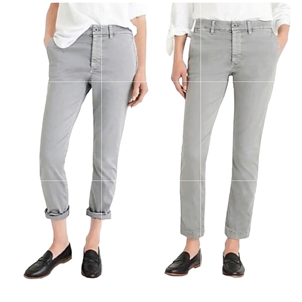 J. Crew Women's Slate Gray Broken In Boyfriend Chino Distressed Pants sz 8